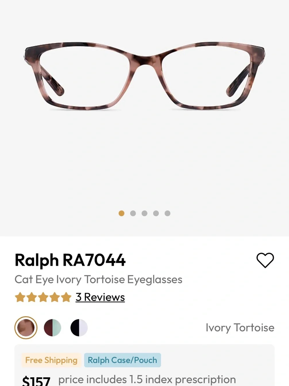 Ralph Lauren Ivory Tortoise Rectangular Glasses